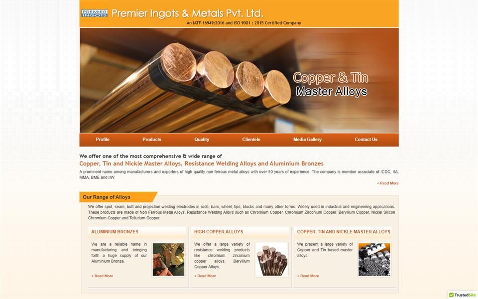 Premier Ingots – Corporate Website project
